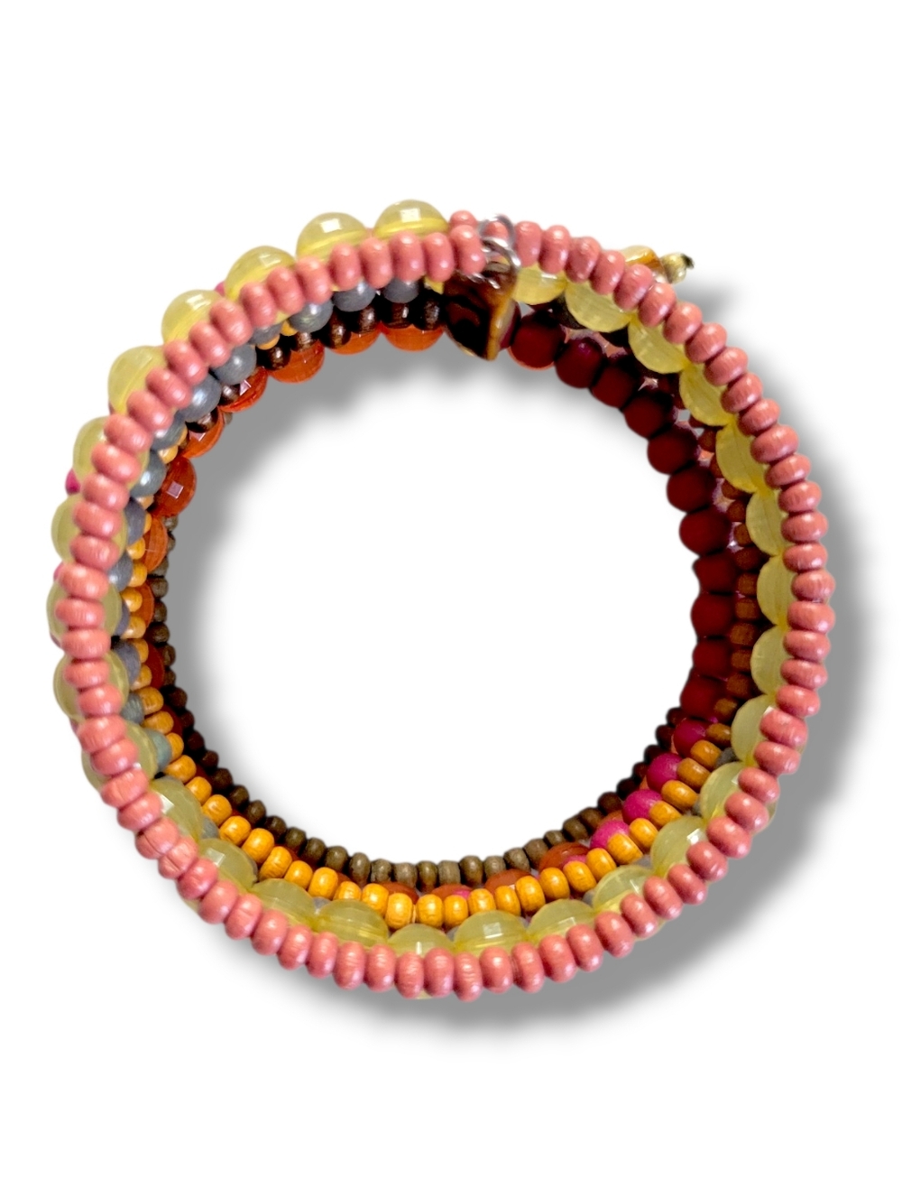 Colorful Boho Multi-Strand Beaded Wire Wrap Bracelet - Picture 9 of 9